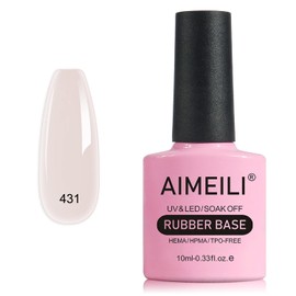 AIMEILI Rubber Base Gel Polish Semi-permanent for Nails, Sheer Nude Color Long-lasting Elastic UV/LED Soak Off - (431) 10ml