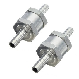 2PCS 6mm One Way Non Return Check Valve Aluminum Alloy Silver for Car Fuel Line Oil Fuel Petrol Diesel Water (6MM)