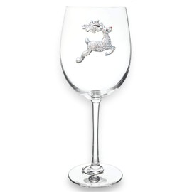 THE QUEENS' JEWELS Reindeer Jeweled Stemmed Wine Glass - Unique Gift for Women, Birthday, Cute, Fun, Christmas, Not Painted, Decorated, Bling, Bedazzled, Rhinestone