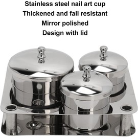 ANGGREK Taza de Acero Inoxidable para Decoración de Uñas, Soporte para Polvo de Uñas Engrosamiento Recipiente de Energía Resistente Recipiente para Líquido de Uñas a Prueba de Polvo Taza para Equipos