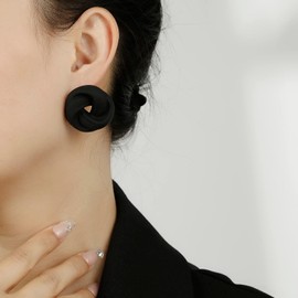 RUOFFETA Acrylic Love Knot Stud Earrings, Candy Color Statement Earrings for Women(Black)