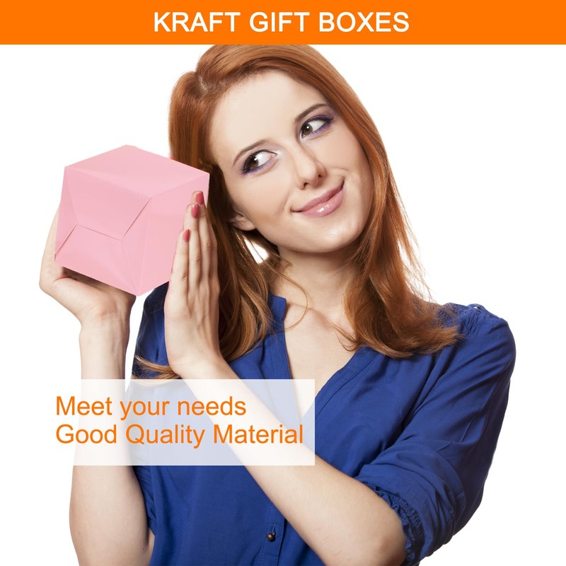 sourcing map 25 Pcs Pink Gift Boxes, 4"x4"x4" Kraft Paper