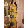 Daiwor Kout Silk Satin Robe for Women Long Kimono Summer