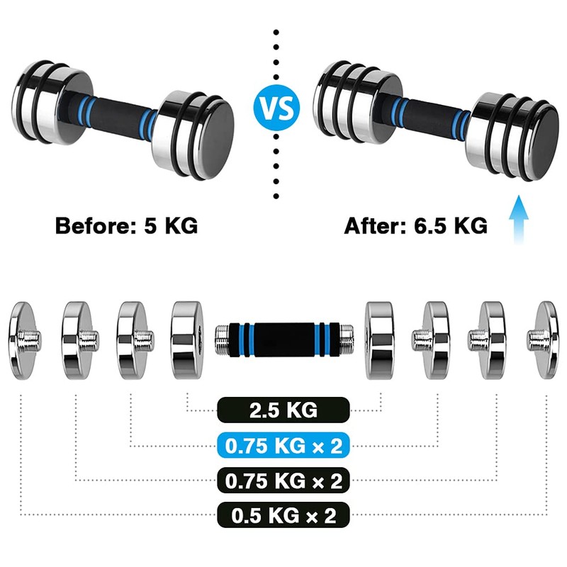 4 Pieces 0.75kg Weight Plates for 5kg Steel Dumbbells (4×0.75kg)