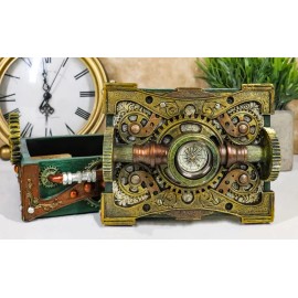 Ebros Gift Steampunk Mechanical Gears Design Secret Jewelry Box With Navigational Compass