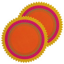 Talking Tables 2X Diwali Plates - Large Serving Platters, Mandala/Henna/Rangoli Wipe Clean Reusable Platters for Diwali Decorations, Eid & Bollywood Party | Set of 2