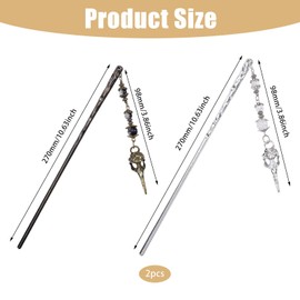 CHGCRAFT 2 Stück 2 Farben Vogelschädel Haarnadel Legierung Glas Haarstäbchen Zubehör Haarstäbchen Brötchen für Frau, Silber und Gold, 10,6 Zoll