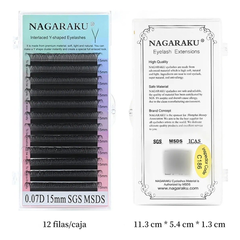 Paquete De Extensiones De Pestañas Nagaraku Con Diseño En Y.