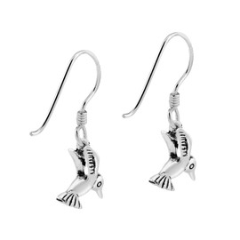 AeraVida Adorable Tiny Hummingbird Inspired 925 Sterling Silver Dangle Earrings | Nature Lover Gifts | 9mmx23mm