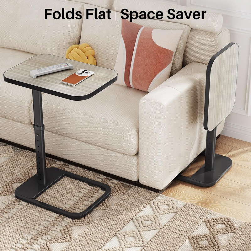 Kitstorack TV Tray Table, Adjustable Height & Rounded Metal Corners,