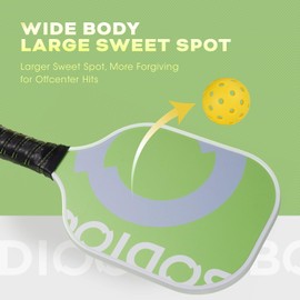 Pickleball Paddles Pickle Ball 2 Set with Fiberglass Surface Polypropylene Honeycomb Core Non-Slip Grip, Lightweight Pickleball Rackets with Balls & Potable Bag