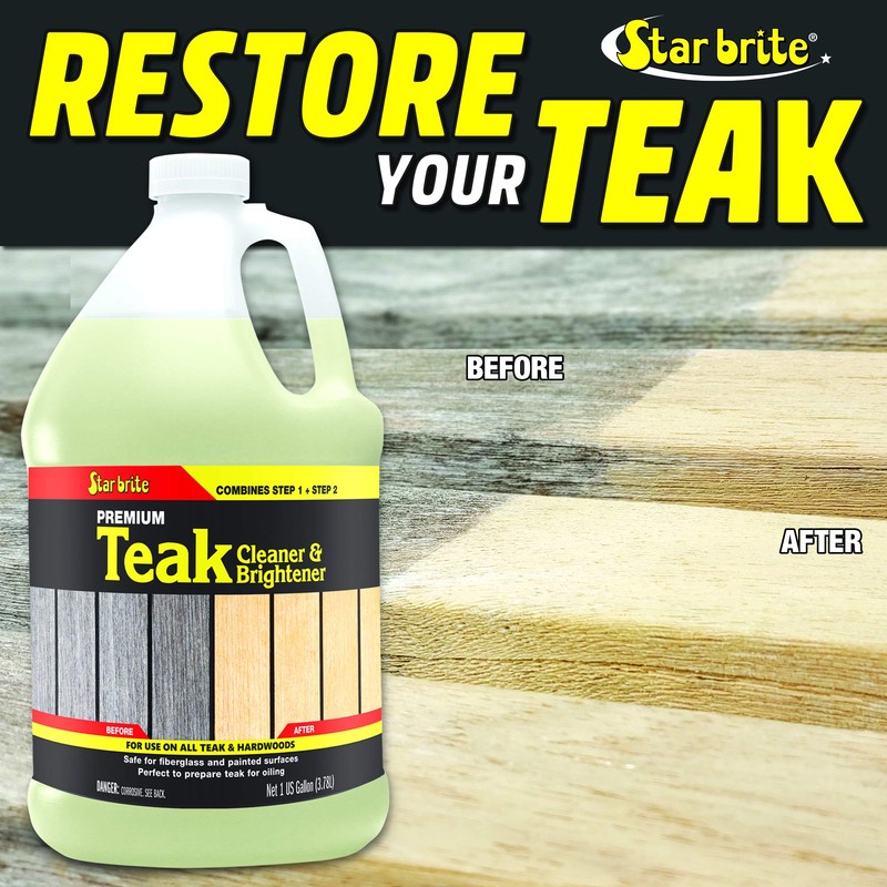 STAR BRITE Teak Cleaner & Brightener, Restore Weathered Wood, 128