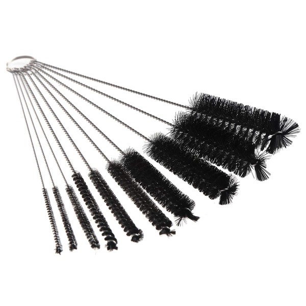 CCINEE Cup Brushes Nylon Tube Brushes Straw Set Cleaning Brush Straws Glasses Keyboard Jewelry Cleaning Test Tube Brush Kitchen Spout Wash 10pcs Different Diameter Bristles to Tip