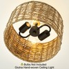 Giutna 13"Rattan Ceiling Light Fixture Flush Mount, 2-Light Boho Rattan
