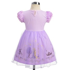 Lito Angels Princess Rapunzel Tulle Dress Up Costume for Kids Girls, Cotton Outfit Casual Wear, Age 5-6 Years, Purple