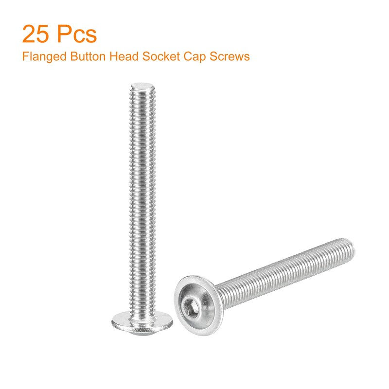 sourcing map Flanged Button Head Socket Cap Screws, 25 Pcs