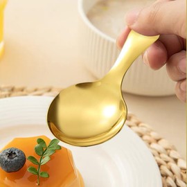Jzyee Gold Mini Dessert Spoons (2 Pieces) - Stainless Steel Formal/Luxury Mini Spoons