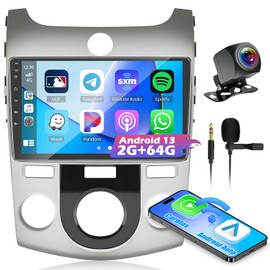 [2+64G] Car Radio for Kia Forte 2009-2017,Android 13 Car Stereo Wireless CarPlay Android Auto,9 Inch Touch Screen Bluetooth Radio GPS WiFi Dual USB FM RDS Radio Backup Camera