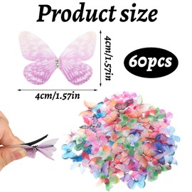 AONAYO 60 StüCk Schmetterling Deko,3D Schmetterlinge Deko,4 cm,Gemischte Farben Deko Schmetterlinge,Halbtransparente Organza-Chiffon-Schmetterlinge,Geeignet FüR DIY-Dekoration,Scrapbooking,GepäCk