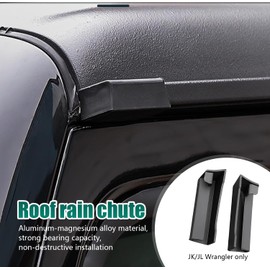 Nomocale 2 PCS Car Roof Rainwater Gutter, PVC Scratch and Wear Resistant Rainwater Deflector, Car Exterior Modification Accessories, Compatible with 18-22 Models of Wrangler JK JL (Black)