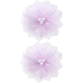 ZOLYCO 3.5 Inch Lace Pearl Bow Clips for Women Girls Thick Ribbon Boutique Alligator Clips Hair Accessories for Kids Children Young Girls 2 Pcs (Purple)