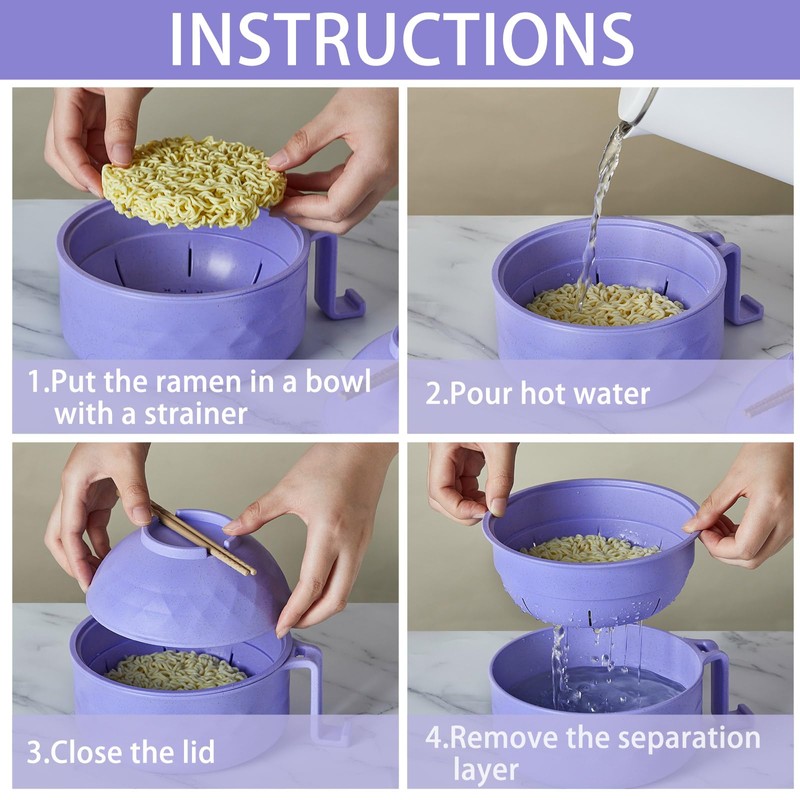 1 Set Microwave Ramen Cooker 40oz Wheat Straw Microwave Noodle