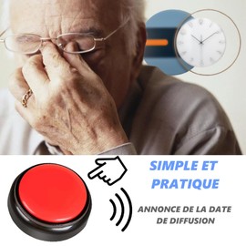 Large Talking Button Clock,Talking Alarm Clock Telling Time and Day of The Week for The Blind, Elderly or Visually impaired (RED)