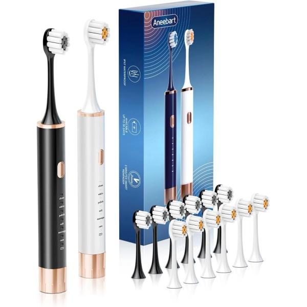Branded 2 Pack Electric Toothbrush Sonic Toothbrush USB Rechargeable 12