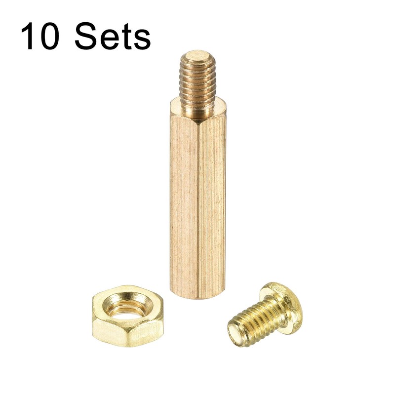 sourcing map 10 Sets M4 Hexagonal Spacer Brass Spacer 22