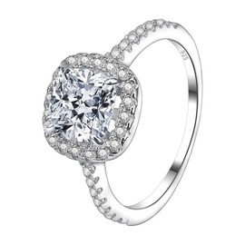 AoedeJ Bridal Square CZ Rings, 925 Sterling Silver Simulated Diamond Wedding Rings, Women Eternity Promise Band Rings, Size 6-9 (Square CZ,9)