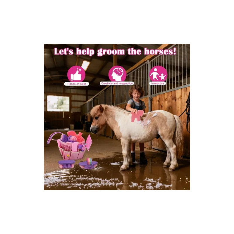 Kit De Aseo Para Caballos 9 Herramientas Bolsa Organizadora
