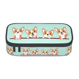 Aoojanu Cute Kawaii Dog Large Pencil Case, Pencil Pouch With Zipper Compartments Stationery Pencil Bag For Kids Teens Students School Supplies