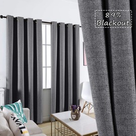 GRALI Cortinas Largas Grises Oscuro, 89% Blackout Cortina Térmica para Bloquear la Luz, Tela Suave con Buena Caída, 132 x 241 cm, 2 Piezas