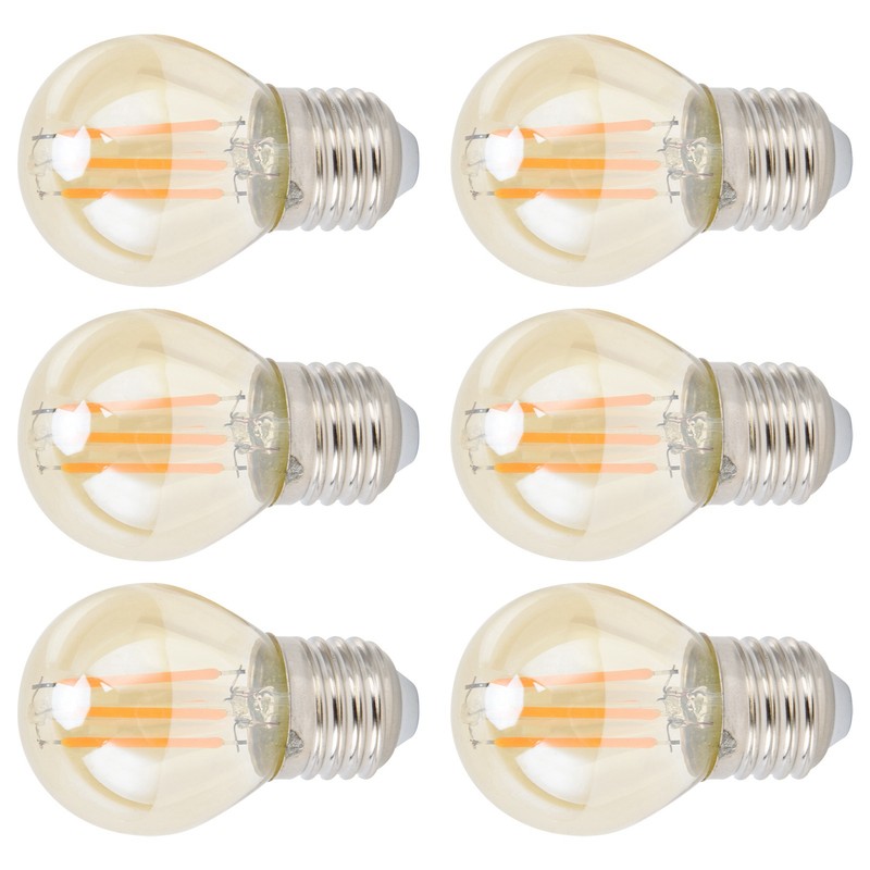 6Pcs Vintage LED Light Bulb Gold Glass Dimmable G45 E27