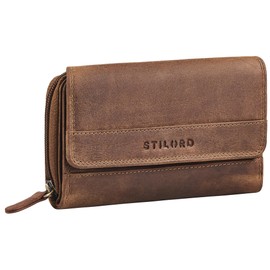 STILORD 'Lissy' Elegant Women's Large Leather Wallet with RFID Protection Wallet Many Card Slots and Extra Coin Compartment Large Wallet Genuine Leather, Medium - Brown, M, coin purse