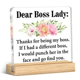 Funny Boss Lady Appreciation Gifts, Thank You Gifts for Boss Female, Bosses Day Gifts Acrylic Desk Plaque Sign Office Decor