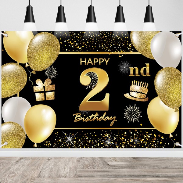 2nd Happy Birthday Banner - Decorations for Men's Birthday Party