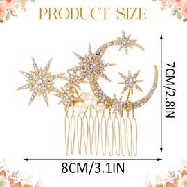 Catery Star Hair Comb Pearl Hair Side Comb Star Moon Bridal Hair Piece Crystal Star Headpiece Bridesmaid Wedding Hair Accessories for Women and Girls