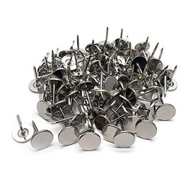 Sydien 100Pcs Flat Head Upholstery Tacks Home Furniture Decor Tacks Upholstery Nails Pushpin Thumb Tacks,Silver Tone (11mmx17mm)