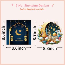 HOXIEYA Eid Al-Fitr Iron on Transfer Stickers Ramadan Patches for Clothes Moon Star Mubarak Stickers Decal for Eid Happy Eid Iron on Transfer for Jacket Jeans Clothing Decorations DIY Appliques 2PCS