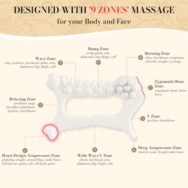 Worive 9 in 1 Ceramic Body Gua Sha Facial Tool, Face & Body Gua Sha Massage Tools, Premium Korean Guasha Board for Face Lift, Muscle Relief, Lymphatic Drainage Trigger, Skin Care