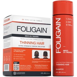 FOLIGAIN pack Solucion Triple acción con 10 trioxidil mas Shampoo con 2 trioxidil para hombres
