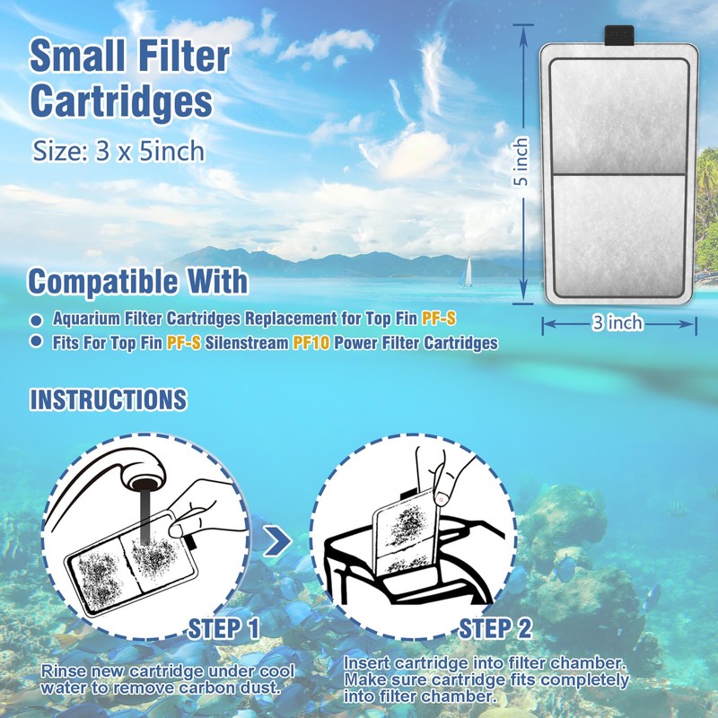 SAMANIJA 12-Pack Filter Cartridge Replacement for Top Fin PF-S Silenstream