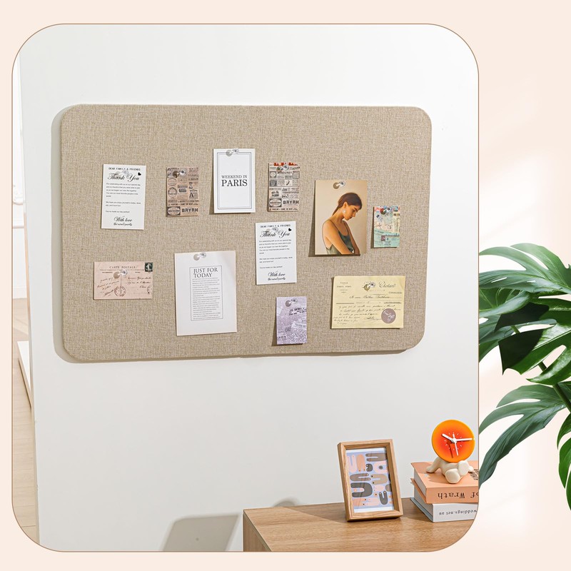Hahafelt 48'' x 36''Linen Fabric Bulletin Board Pinboard for Walls