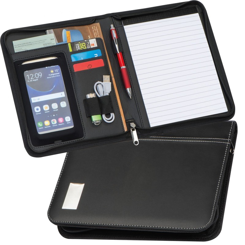 A5 Ring Binder with Zip Bonded Leather Smartphone Compartment Loop