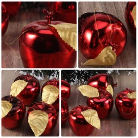 Ciieeo 24Pcs Christmas Apple Pendant Hanging Ornament Simulation Apple Pendant Hanging Apple Ornament for Christmas Tree Home Decor (Red)