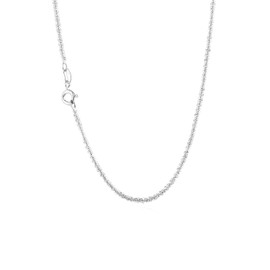 10k White Gold Rope Chain Necklace Delicate Lightweigtht Thin Necklace Italian Shiny Chain Necklace for Women