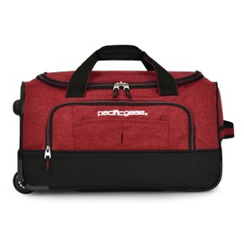 Pacific Gear Rolling Duffel Bag with Wheels, Luggage, Hockey, Sports, XL, Rollers, Heavy Duty 21", Red, 21 Inch