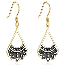 MALOYANVE RBG Dissent Collar Stud Earrings Unique Silver Rose Gold Plated Ruth Bader Jewelry Gifts for Women Fan of Ruth Bader Ginsburg (Gold Dangle)