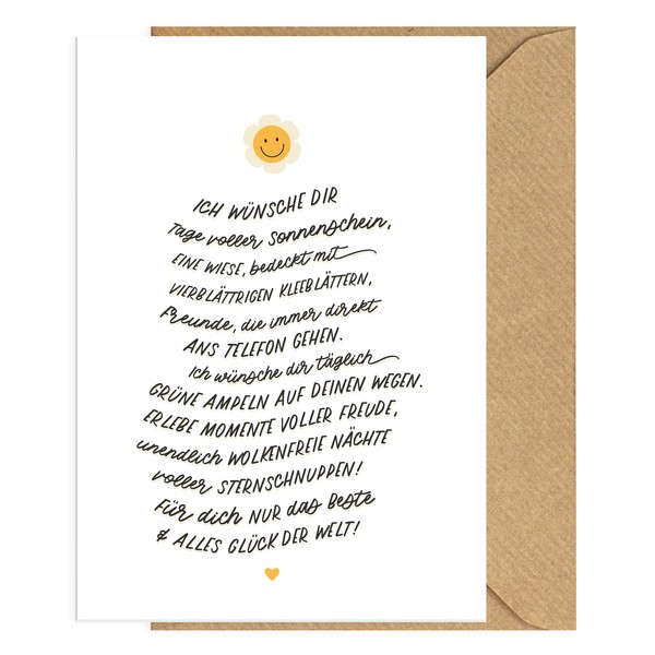 Koko&Lora® Greetings Card with Kraft Paper Envelope, Greetings Card with